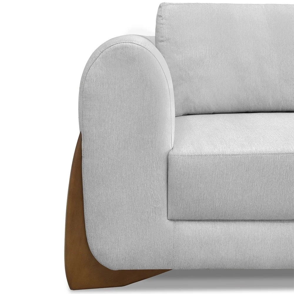 Sofá 2 Lugares Base de Madeira 180cm Izzy S06 Linho Grigio - Mpozenato