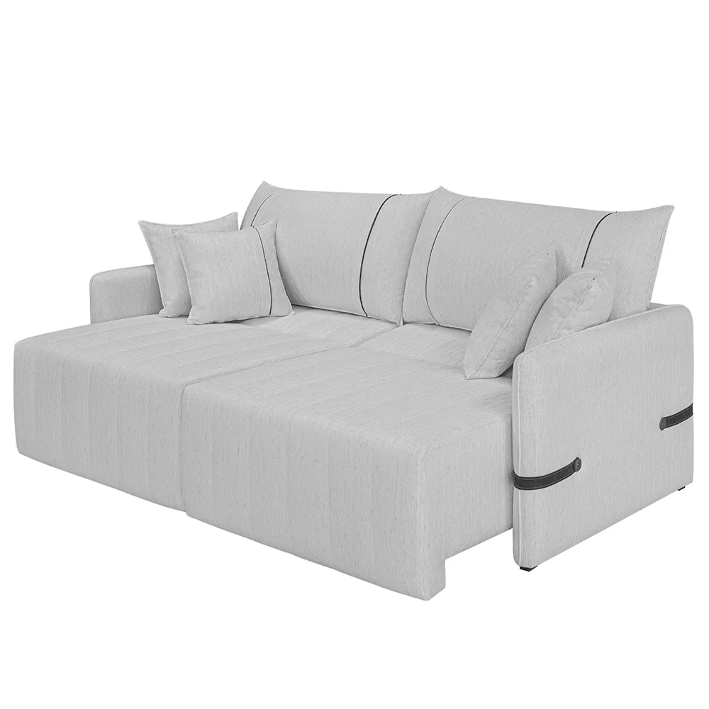 Sofá Cama Retrátil 180cm Essence D05 Linho Cinza/Preto - Mpozenato