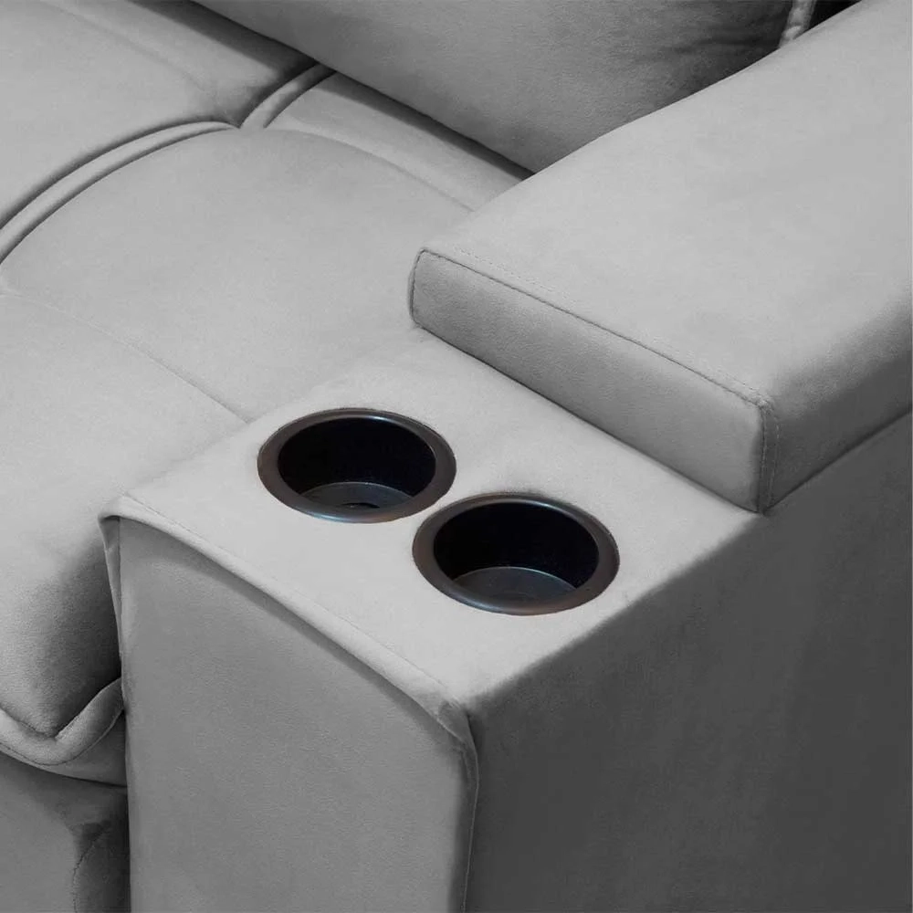 Sofá Retrátil Reclinável 3 Lugares 230cm Moritz F05 Veludo Prata - Mpozenato