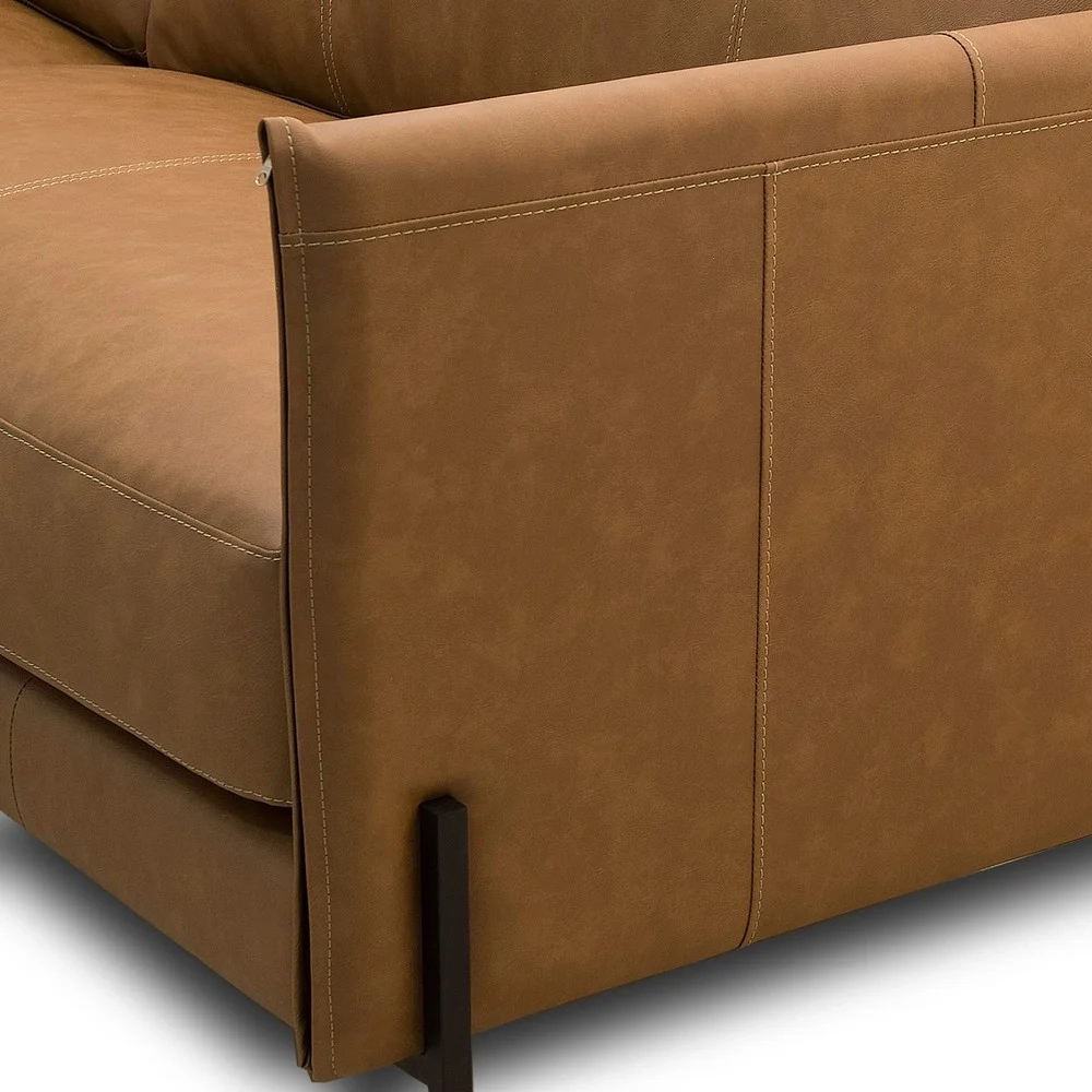 Sofá 3 Lugares Para Sala Living 240cm Bliss L08 Couro Camel  - Mpozenato