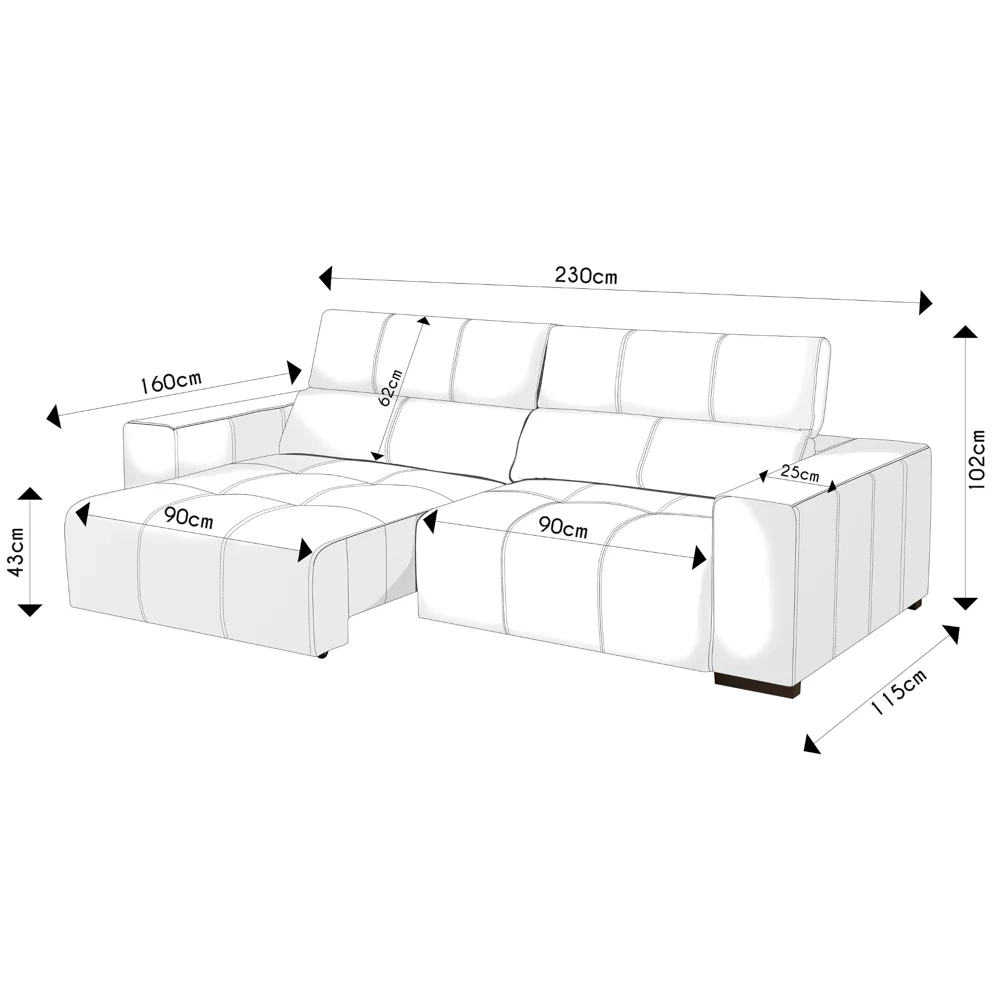 Sofá Retrátil Reclinável 3 Lugares 230cm Mare L08 Couro Off  - Mpozenato