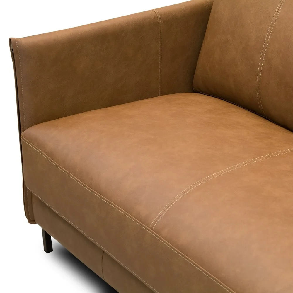 Sofá 4 Lugares Para Sala Living 270cm Bliss L08 Couro Camel  - Mpozenato