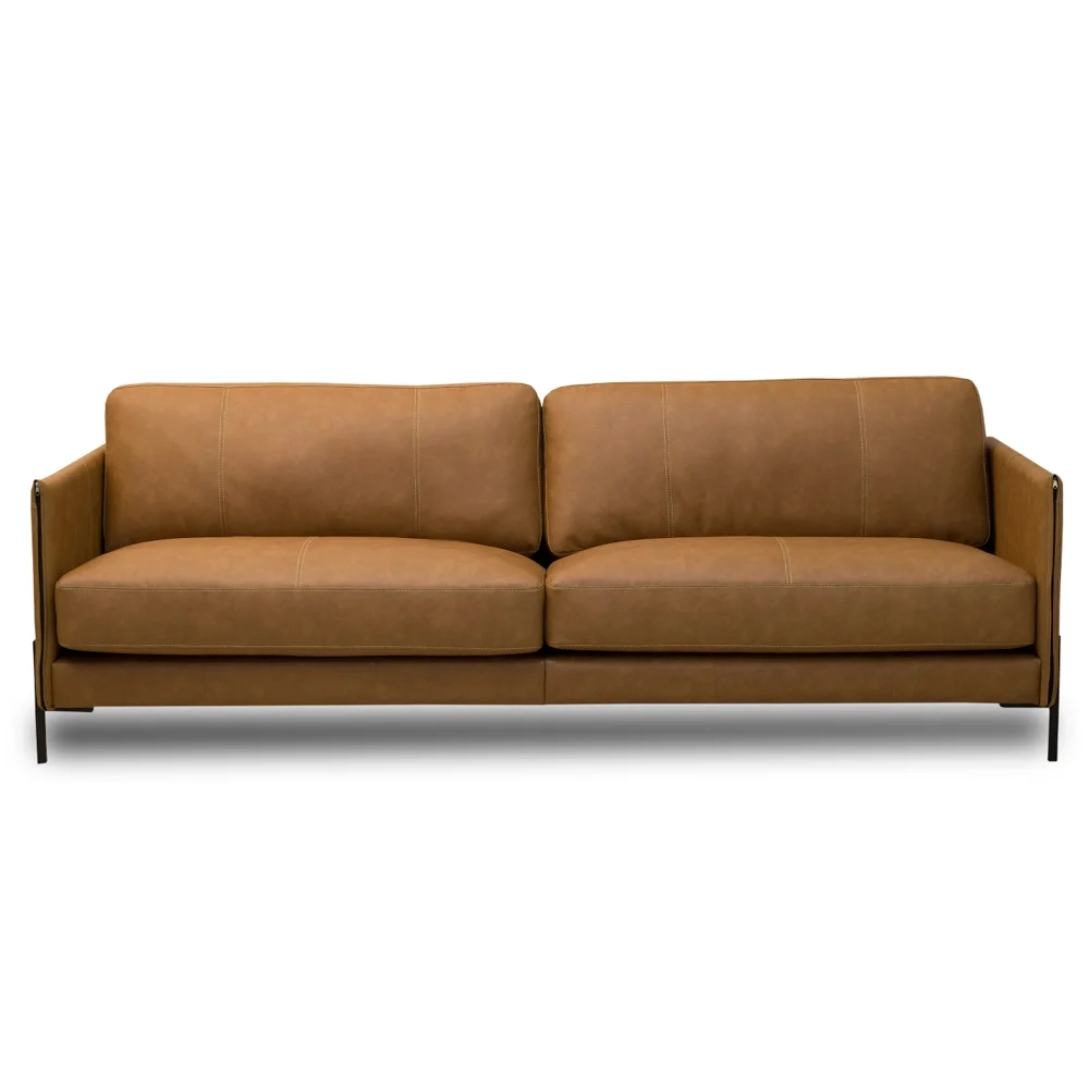 Sofá 4 Lugares Para Sala Living 270cm Bliss L08 Couro Camel  - Mpozenato