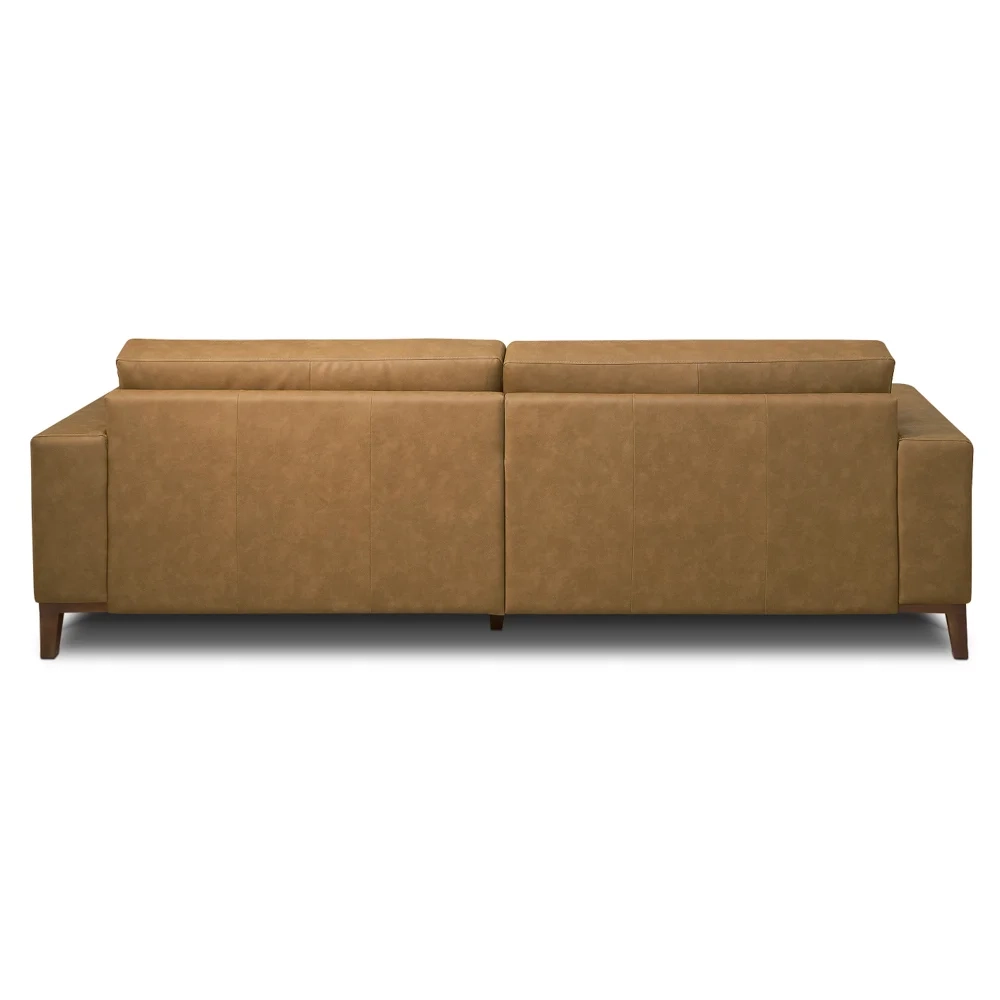 Sofá 3 Lugares Para Sala Living 240cm Ronie L08 Couro Camel  - Mpozenato