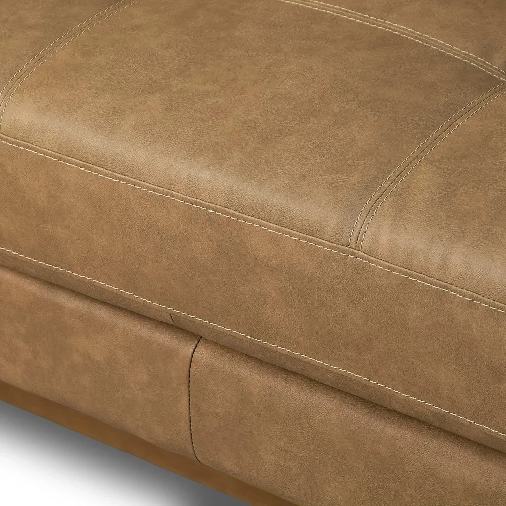 Sofá 3 Lugares Para Sala Living 240cm Ronie L08 Couro Camel  - Mpozenato