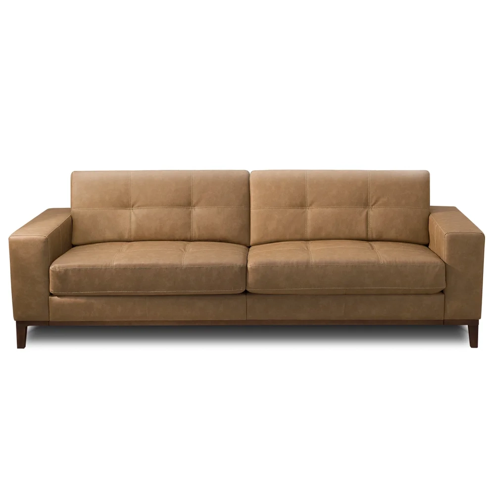Sofá 3 Lugares Para Sala Living 240cm Ronie L08 Couro Camel  - Mpozenato