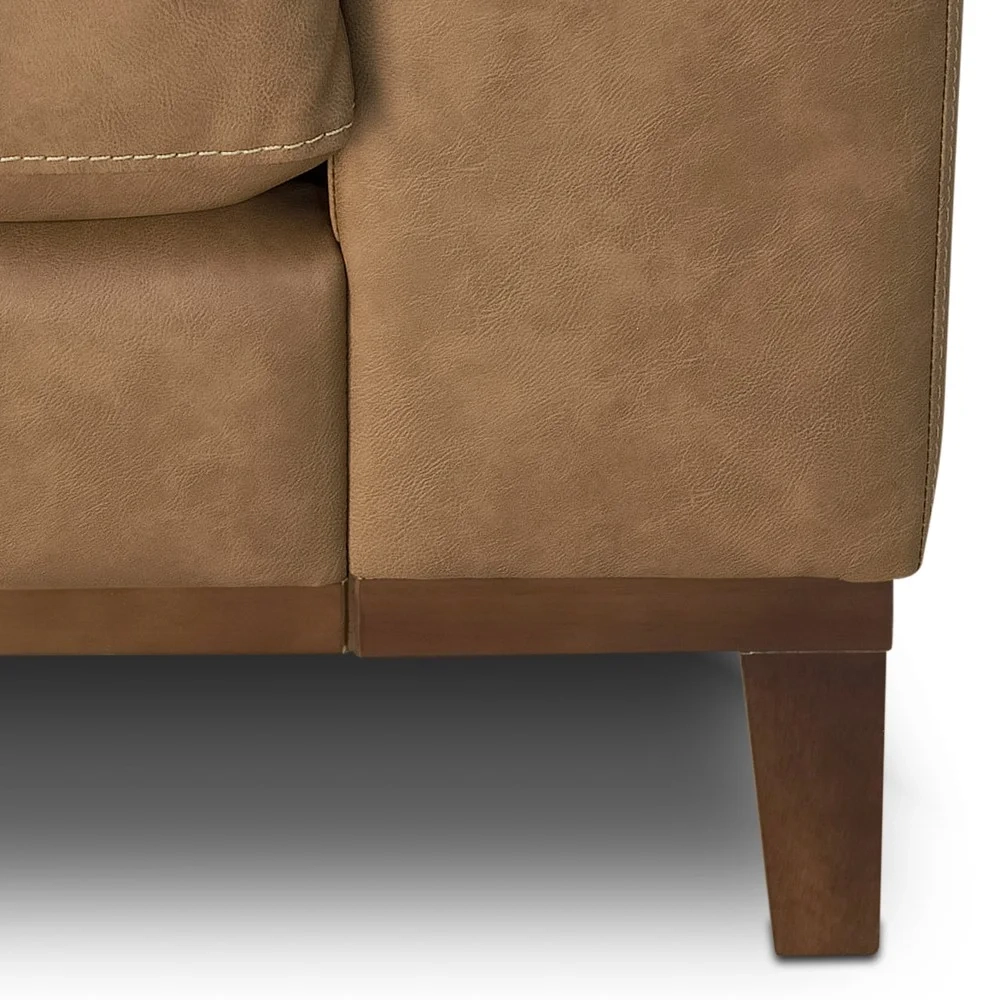 Sofá 3 Lugares Para Sala Living 240cm Ronie L08 Couro Camel  - Mpozenato