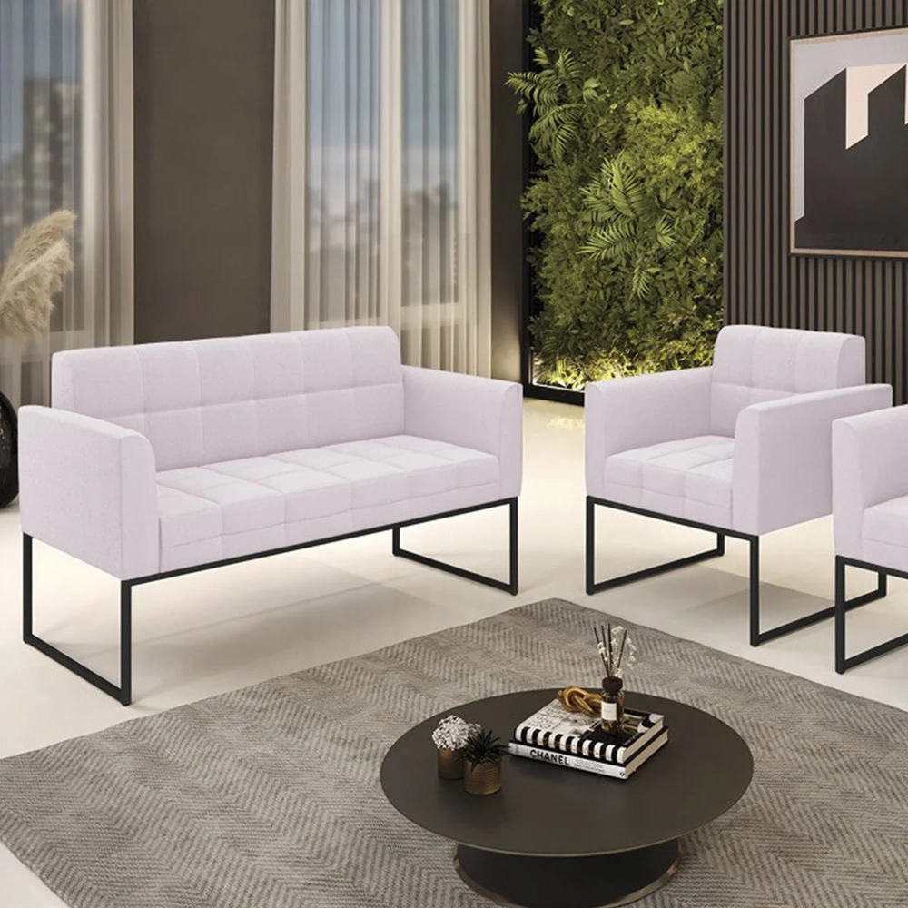 Namoradeira e Poltrona Industrial Preto Ana Boucle Rosê - Ibiza