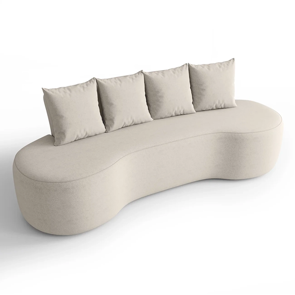 Sofá 3 Lugares 210cm Orgânico Viana B10 Bouclê Creme - Mpozenato