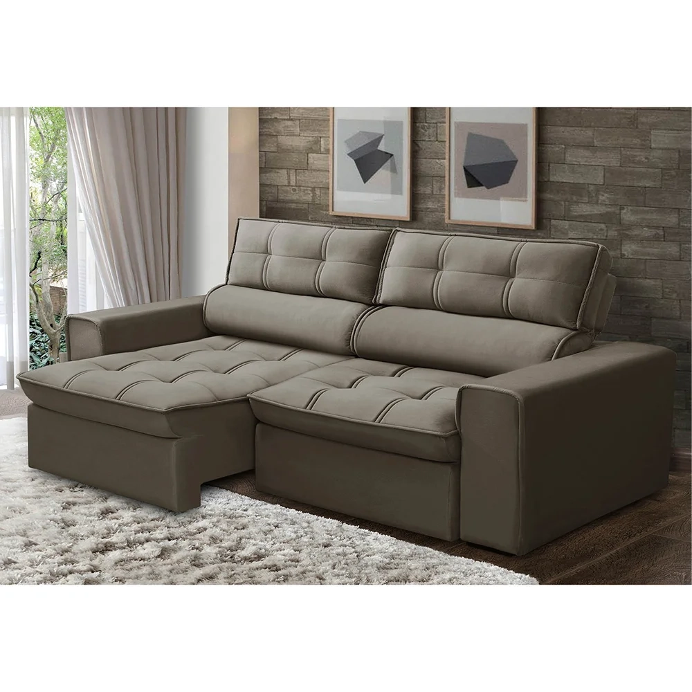 Sofá Retrátil Reclinável 3 Lugares 240cm Blanches F05 Veludo Castor - Mpozenato