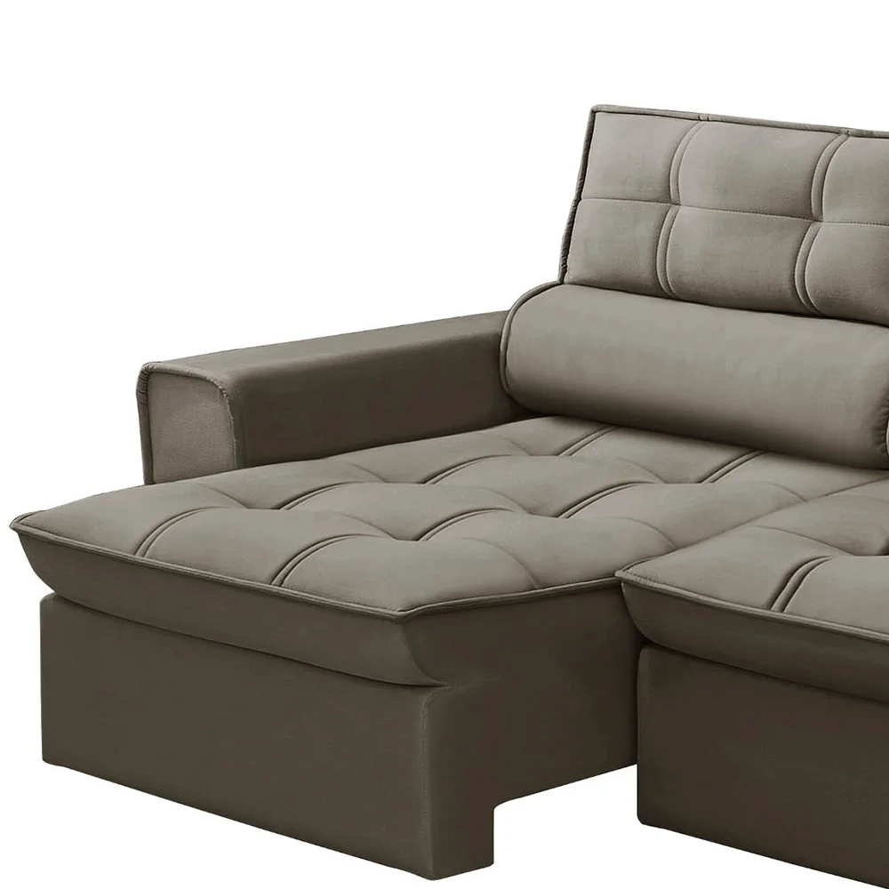 Sofá Retrátil Reclinável 3 Lugares 240cm Blanches F05 Veludo Castor - Mpozenato
