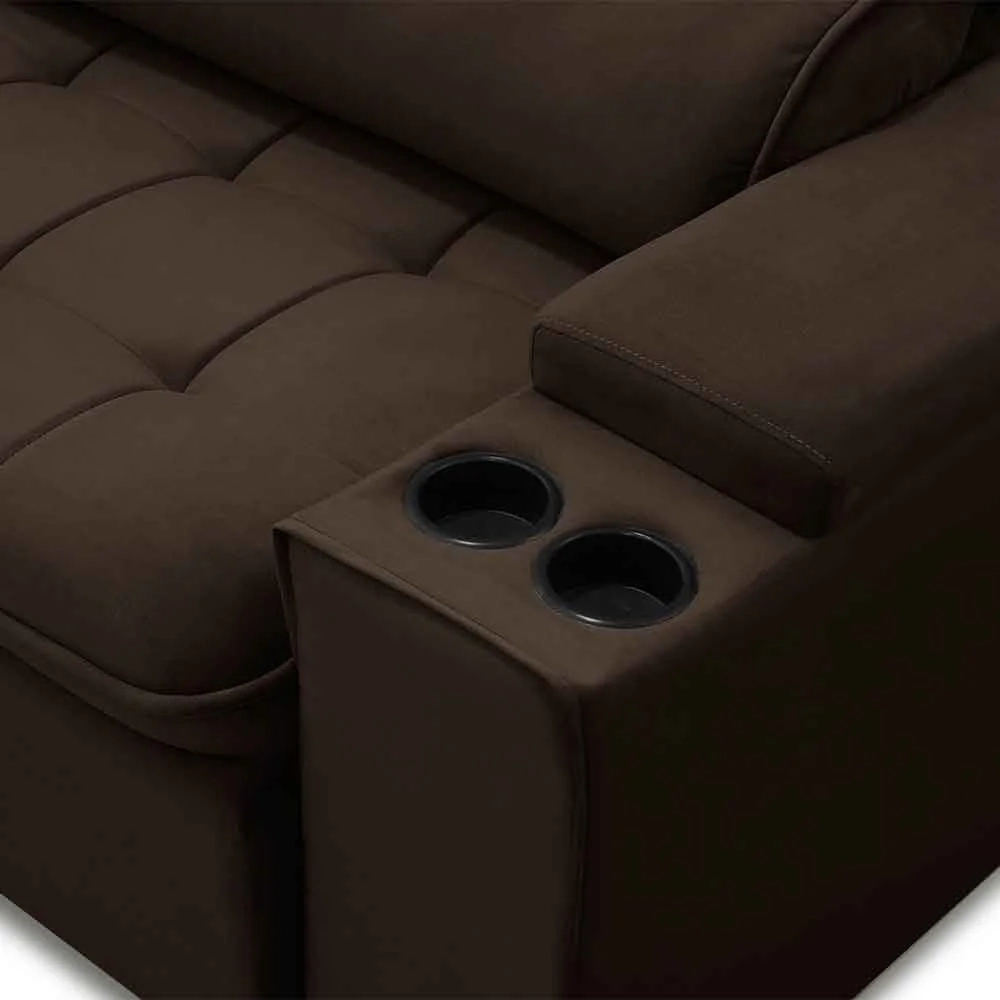 Sofá Retrátil Reclinável 3 Lugares 250cm Ginevra F05 Veludo Marrom - Mpozenato