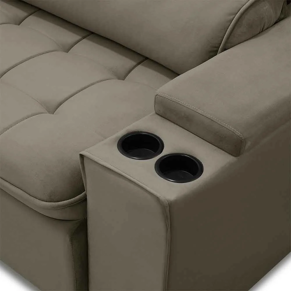 Sofá Retrátil Reclinável 3 Lugares 250cm Ginevra F05 Veludo Castor - Mpozenato