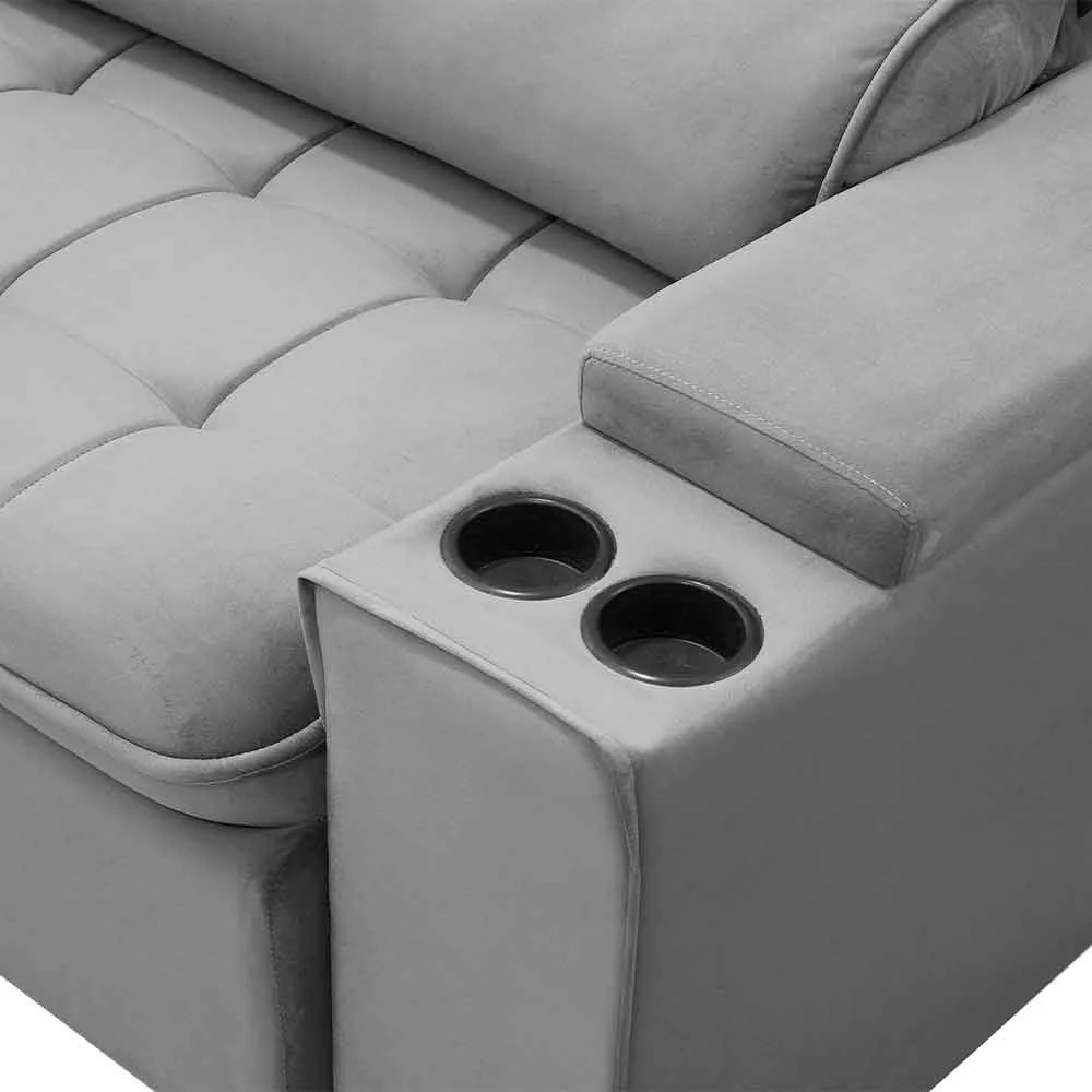 Sofá Retrátil Reclinável 3 Lugares 250cm Ginevra F05 Veludo Prata - Mpozenato
