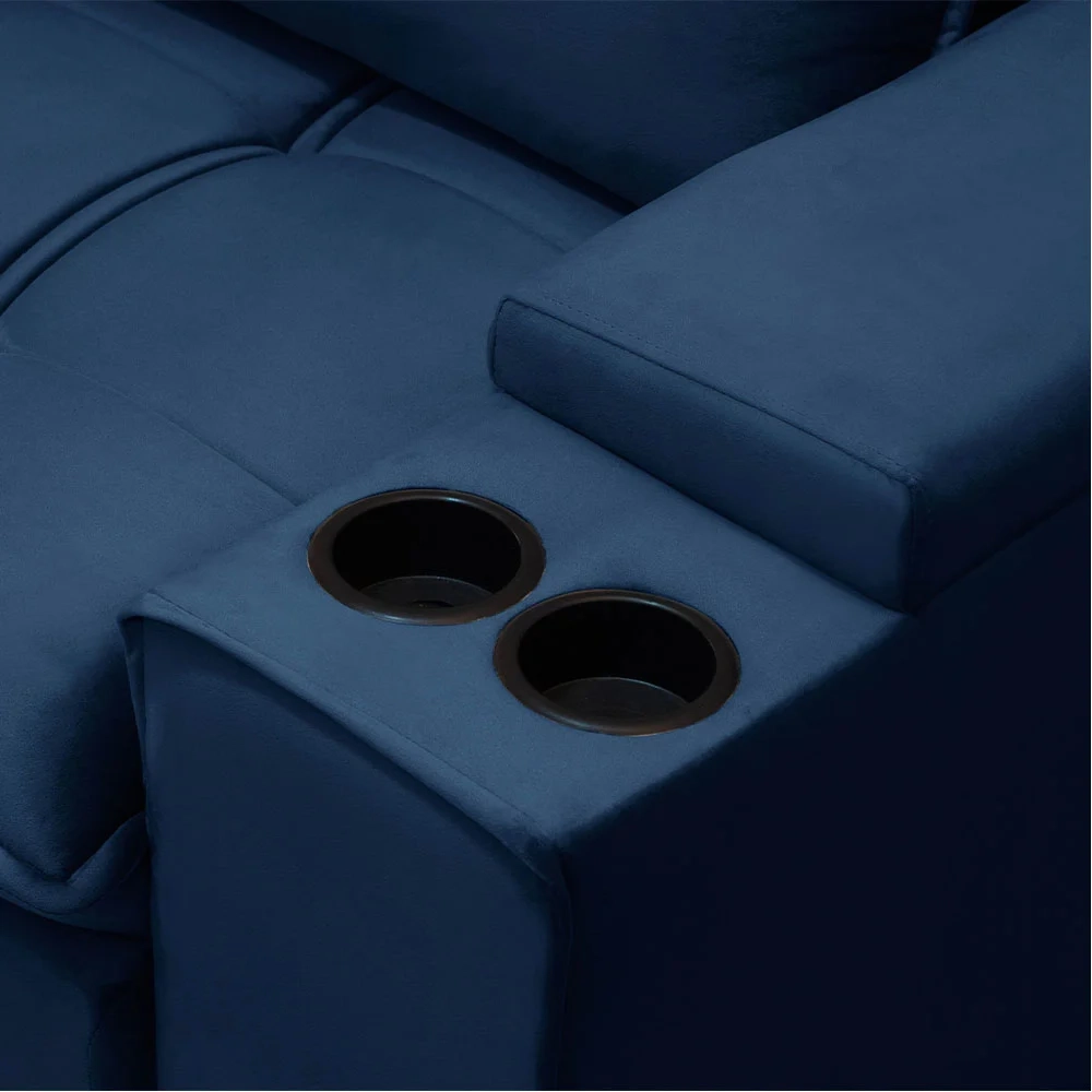 Sofá Retrátil Reclinável 3 Lugares 250cm Moritz F05 Veludo Azul - Mpozenato