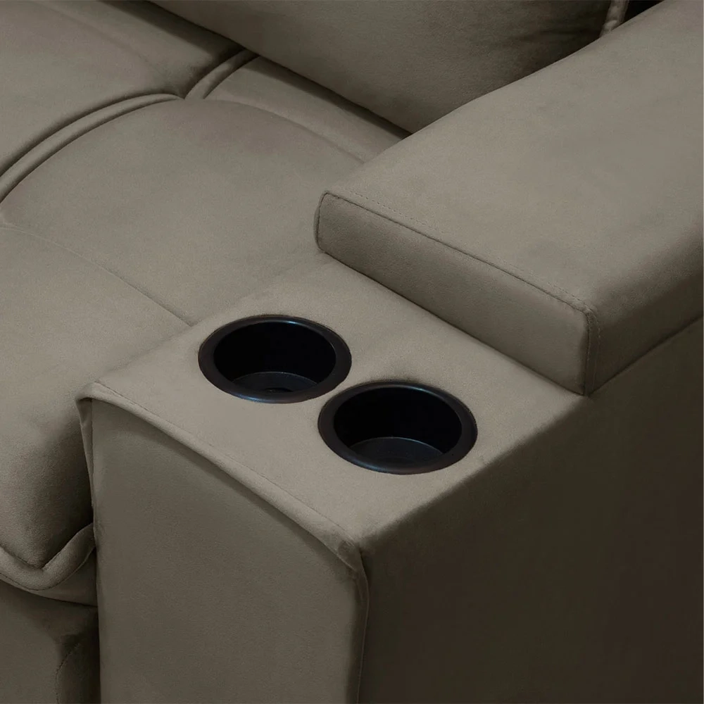 Sofá Retrátil Reclinável 3 Lugares 250cm Moritz F05 Veludo Castor - Mpozenato