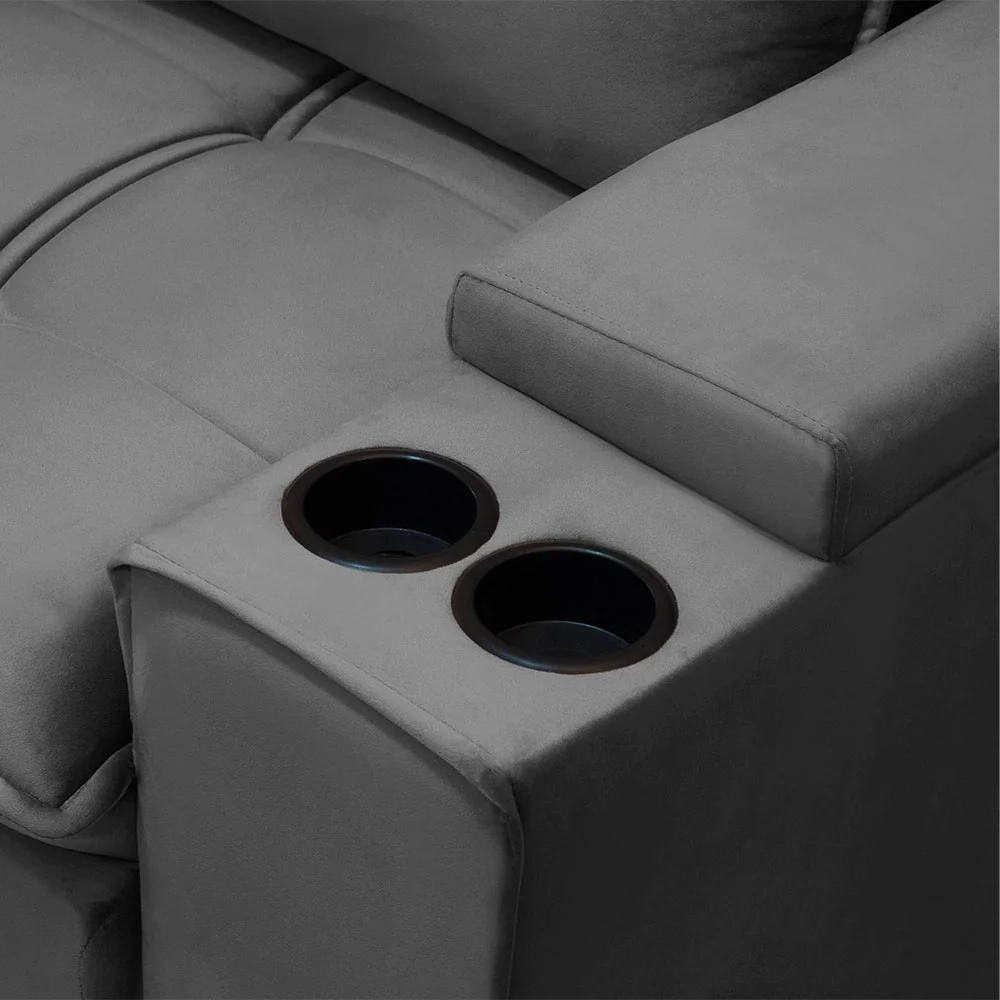 Sofá Retrátil Reclinável 3 Lugares 250cm Moritz F05 Veludo Grafite - Mpozenato