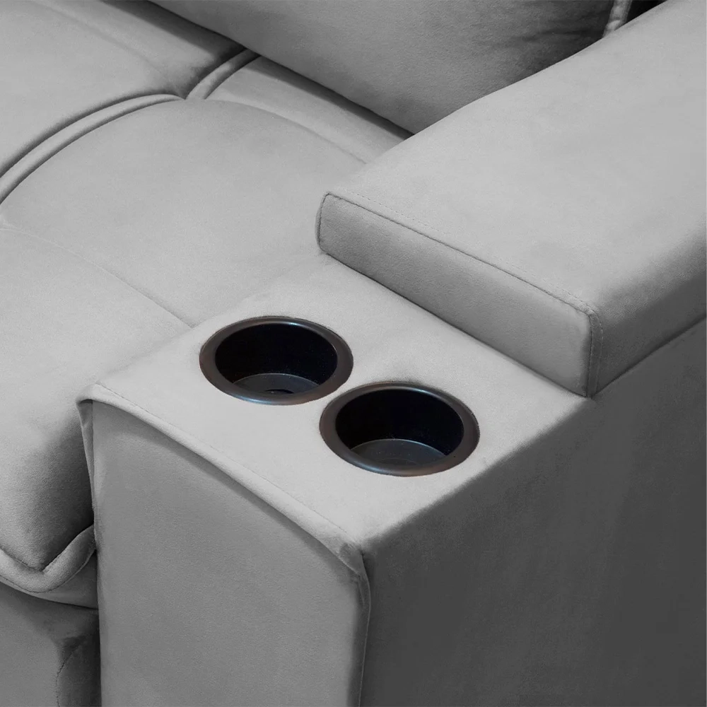 Sofá Retrátil Reclinável 3 Lugares 250cm Moritz F05 Veludo Prata - Mpozenato