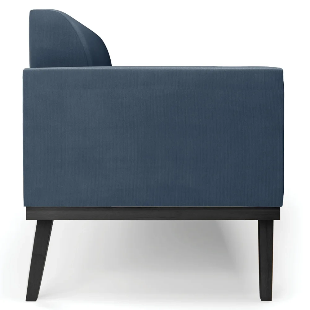 Sofá Namoradeira Base Madeira Preto Maressa Suede Azul Marinho - Ibiza