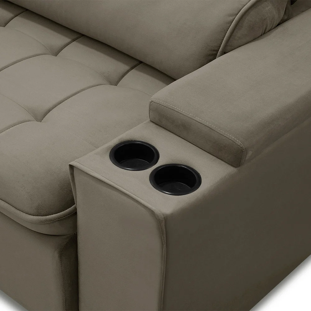 Sofá Retrátil Reclinável 3 Lugares 210cm Ginevra F05 Veludo Castor - Mpozenato