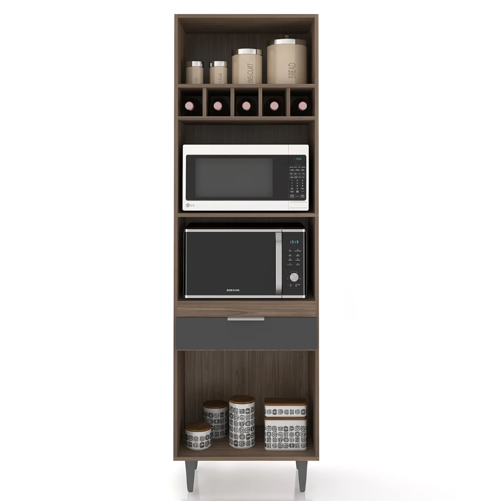 Paneleiro de Cozinha Torre Quente Pérola Z34 Freijó/Grafite - Mpozenato