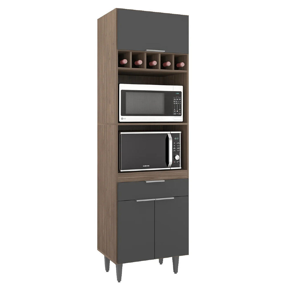 Paneleiro de Cozinha Torre Quente Pérola Z34 Freijó/Grafite - Mpozenato