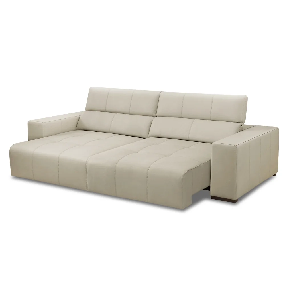 Sofá Retrátil Reclinável 3 Lugares 250cm Mare L08 Couro Off  - Mpozenato