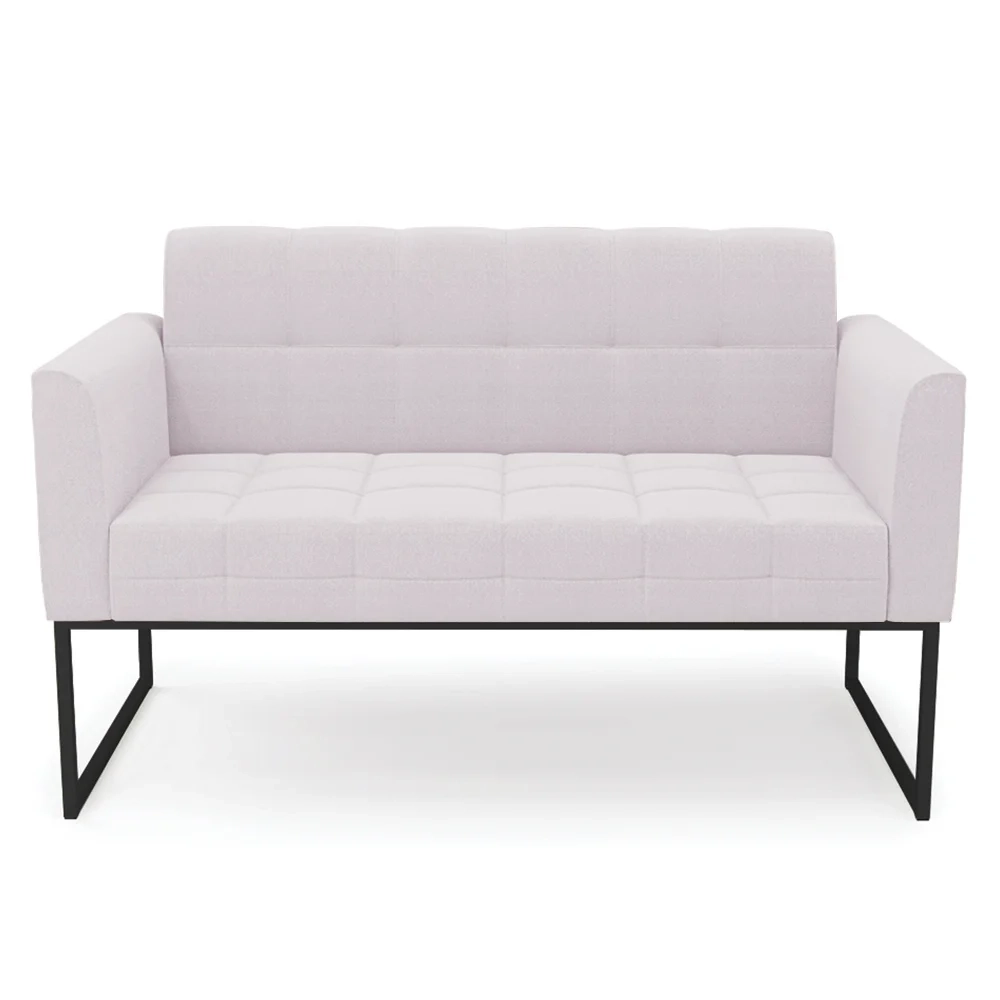 Sofá Namoradeira Base Industrial Preto Ana Boucle Rosê - Ibiza