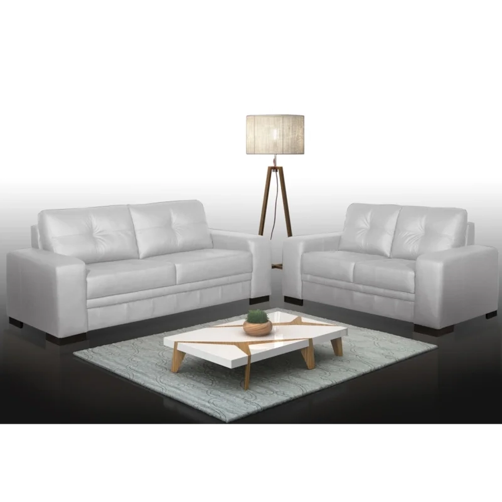 Sofá 2 e 3 Lugares Couro Sala Milano Branco  - Scala Decor