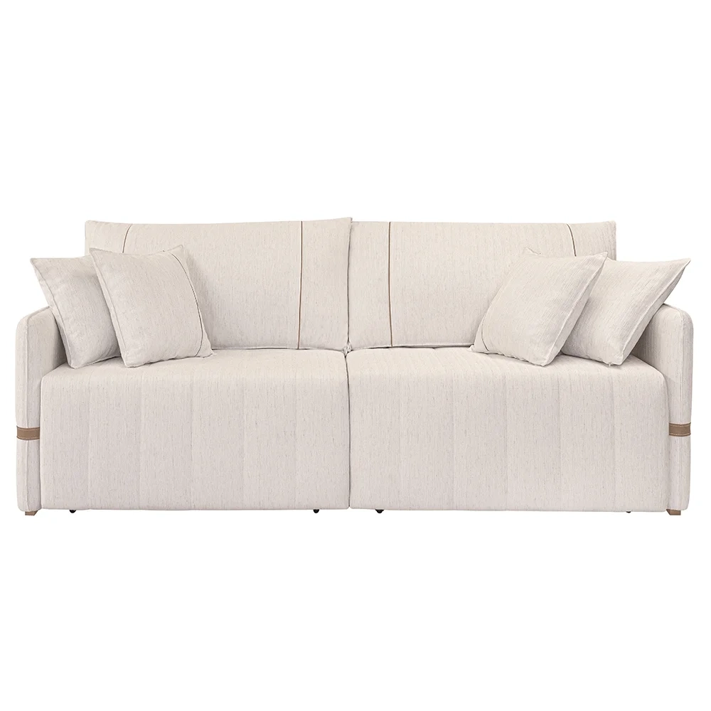 Sofá Cama Retrátil 160cm Essence D05 Linho Cru/Camel - Mpozenato