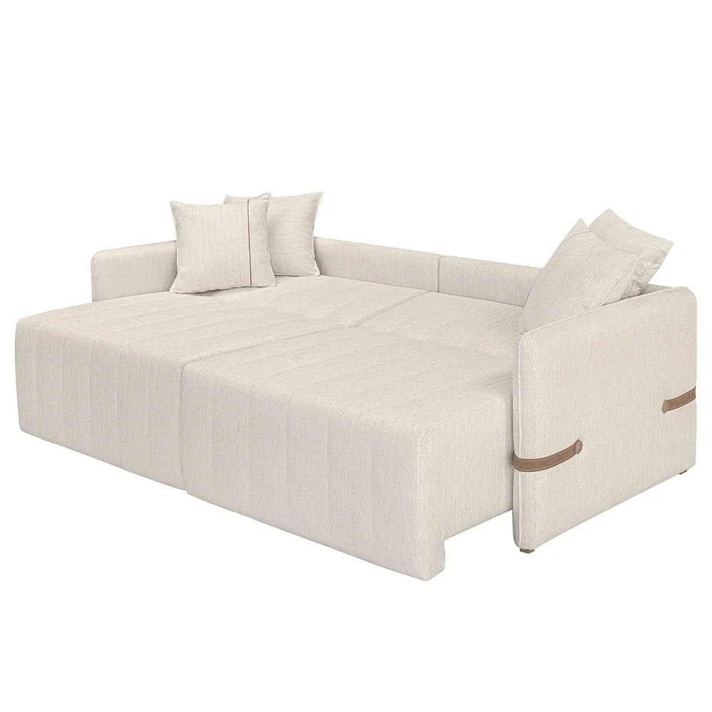 Sofá Cama Retrátil 160cm Essence D05 Linho Cru/Camel - Mpozenato