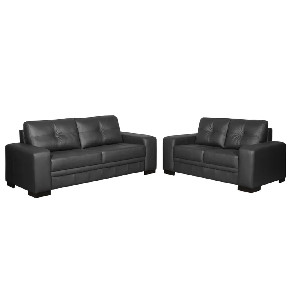 Jogo de Sofá 02 e 03 Lugares Couro Milano Preto - Scala Decor