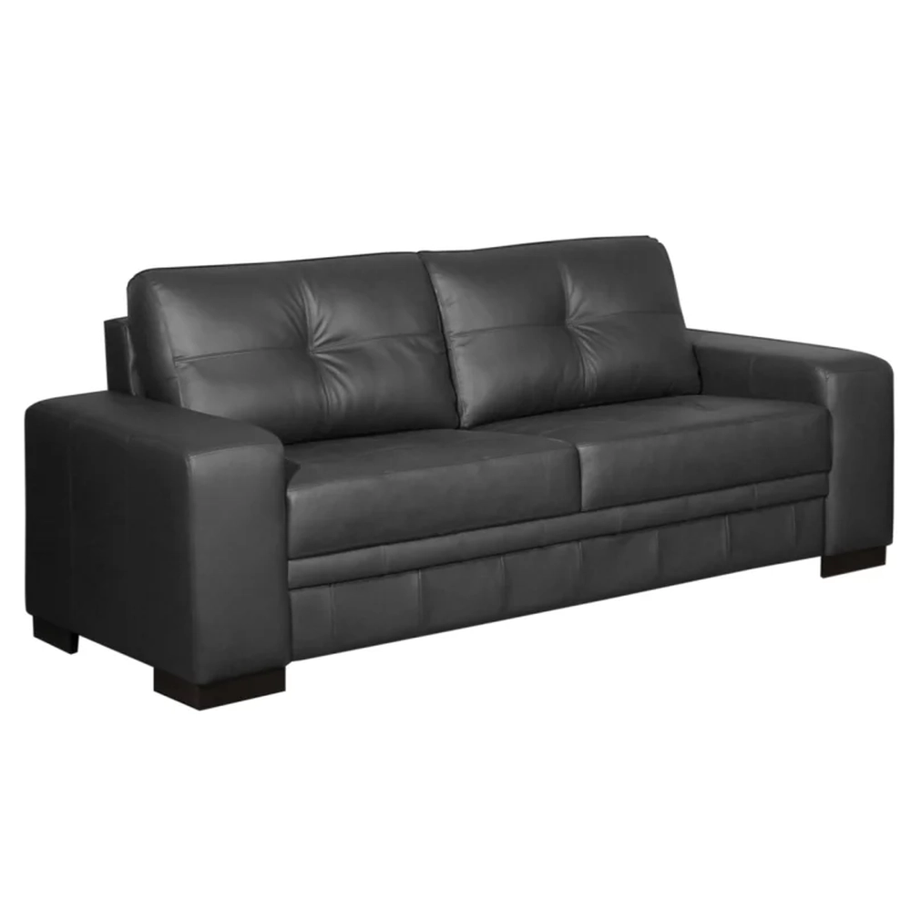 Jogo de Sofá 02 e 03 Lugares Couro Milano Preto - Scala Decor