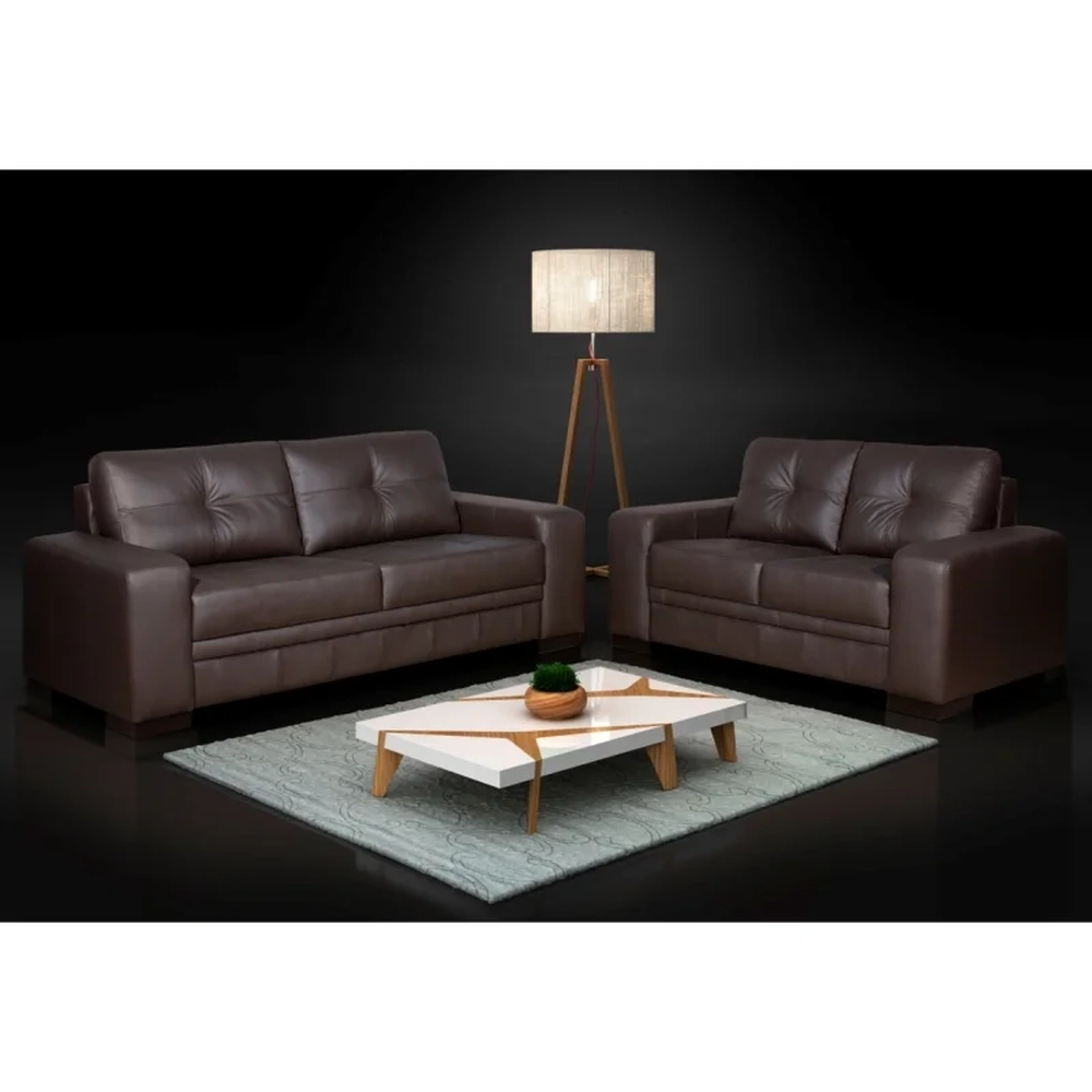 Sofá 2 e 3 Lugares Couro Sala Milano Marrom  - Scala Decor
