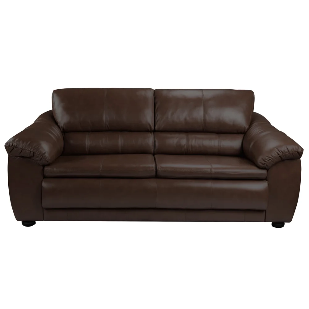 Sofá 2 e 3 Lugares Sala de Estar Veneza Couro Marrom - Scala Decor