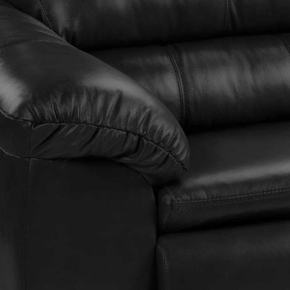 Sofá 2 e 3 Lugares Sala de Estar Veneza Couro Preto - Scala Decor