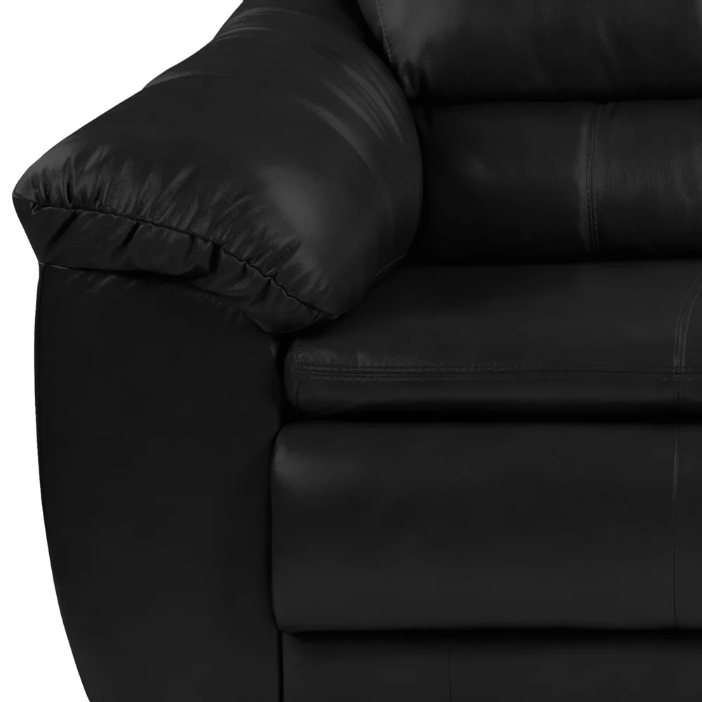 Sofá 2 e 3 Lugares Sala de Estar Veneza Couro Preto - Scala Decor