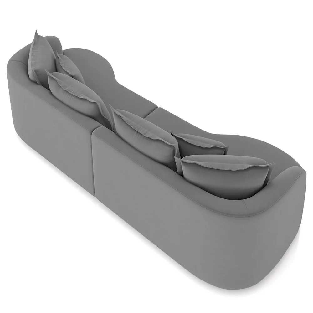 Sofá 4 Lugares 250cm Orgânico Quito Z08 Veludo Cinza - Mpozenato