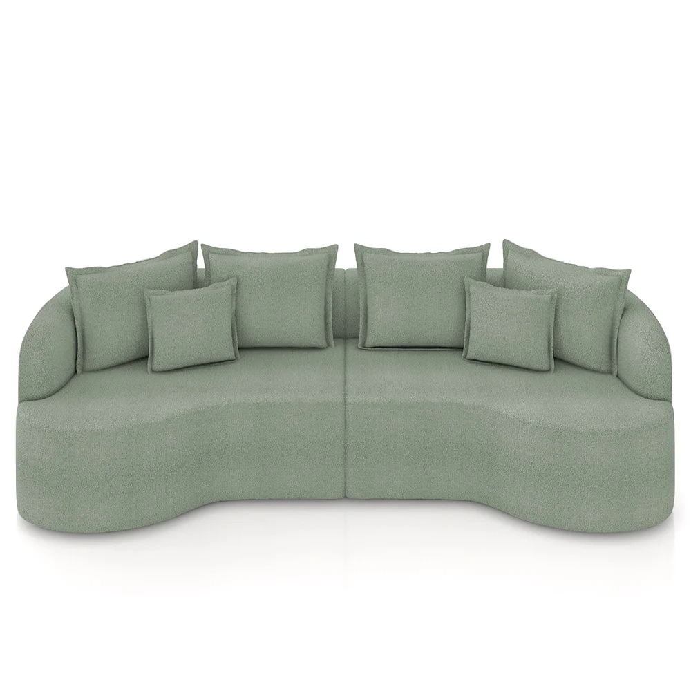 Sofá 3 Lugares 230cm Orgânico Quito Z08 Boucle Verde - Mpozenato