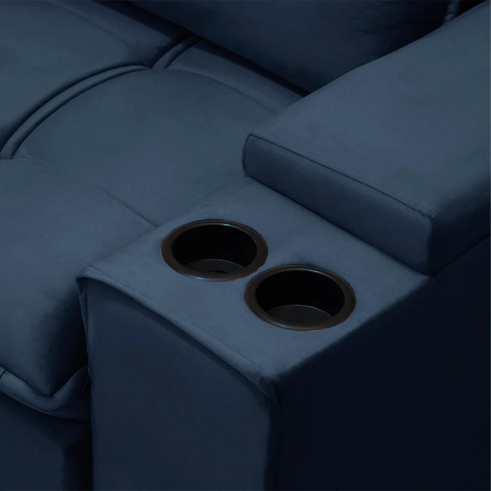 Sofá Retrátil Reclinável 3 Lugares 210cm Moritz F05 Veludo Azul - Mpozenato
