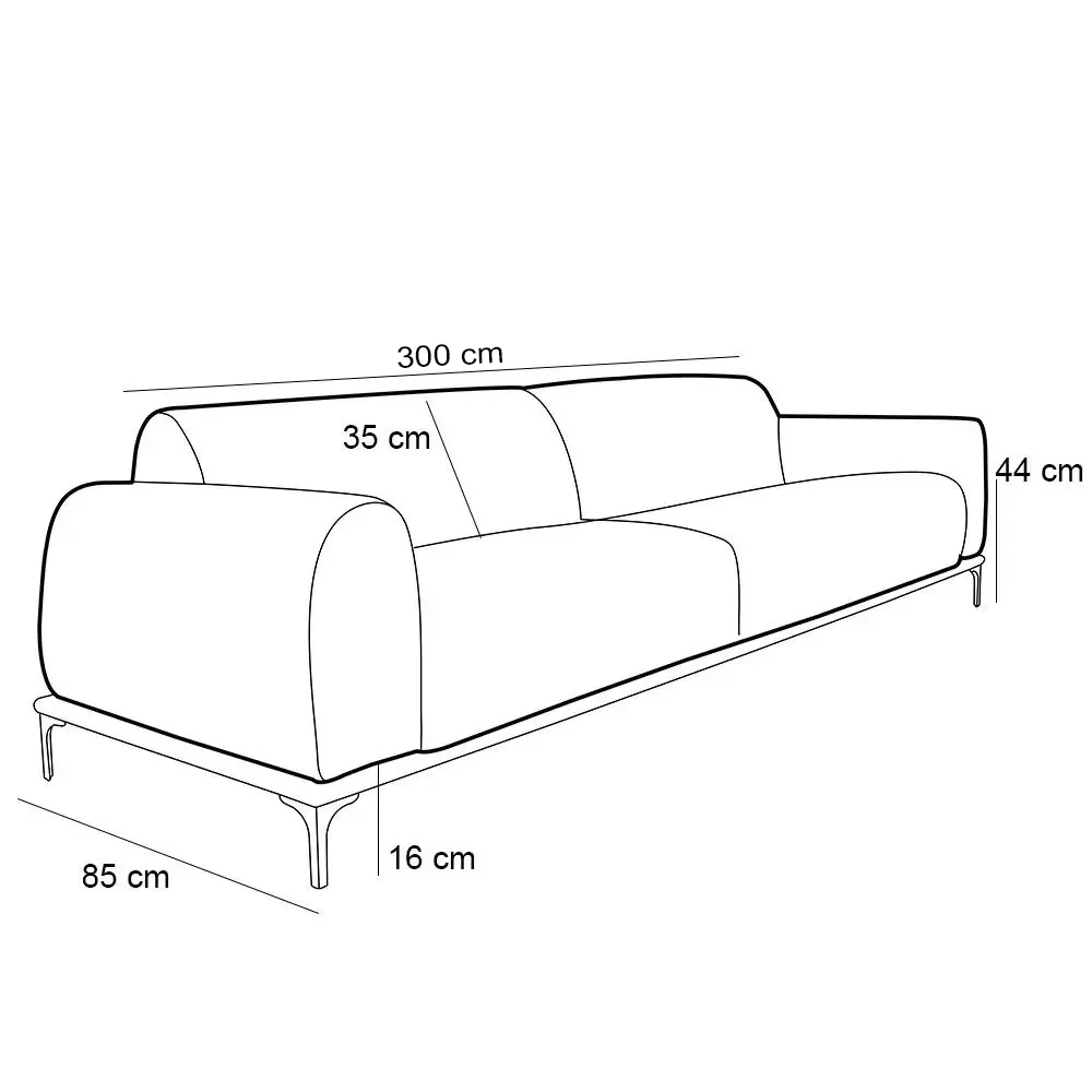 Sofá 300cm 4 Lugares Pés Preto Molino C-117 Linho Verde Musgo - Domi