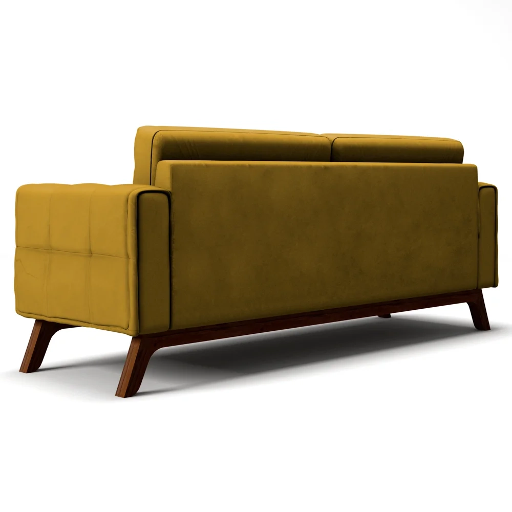 Sofá 150 cm 2 Lugares Sandero C-279 Veludo Amarelo - Domi