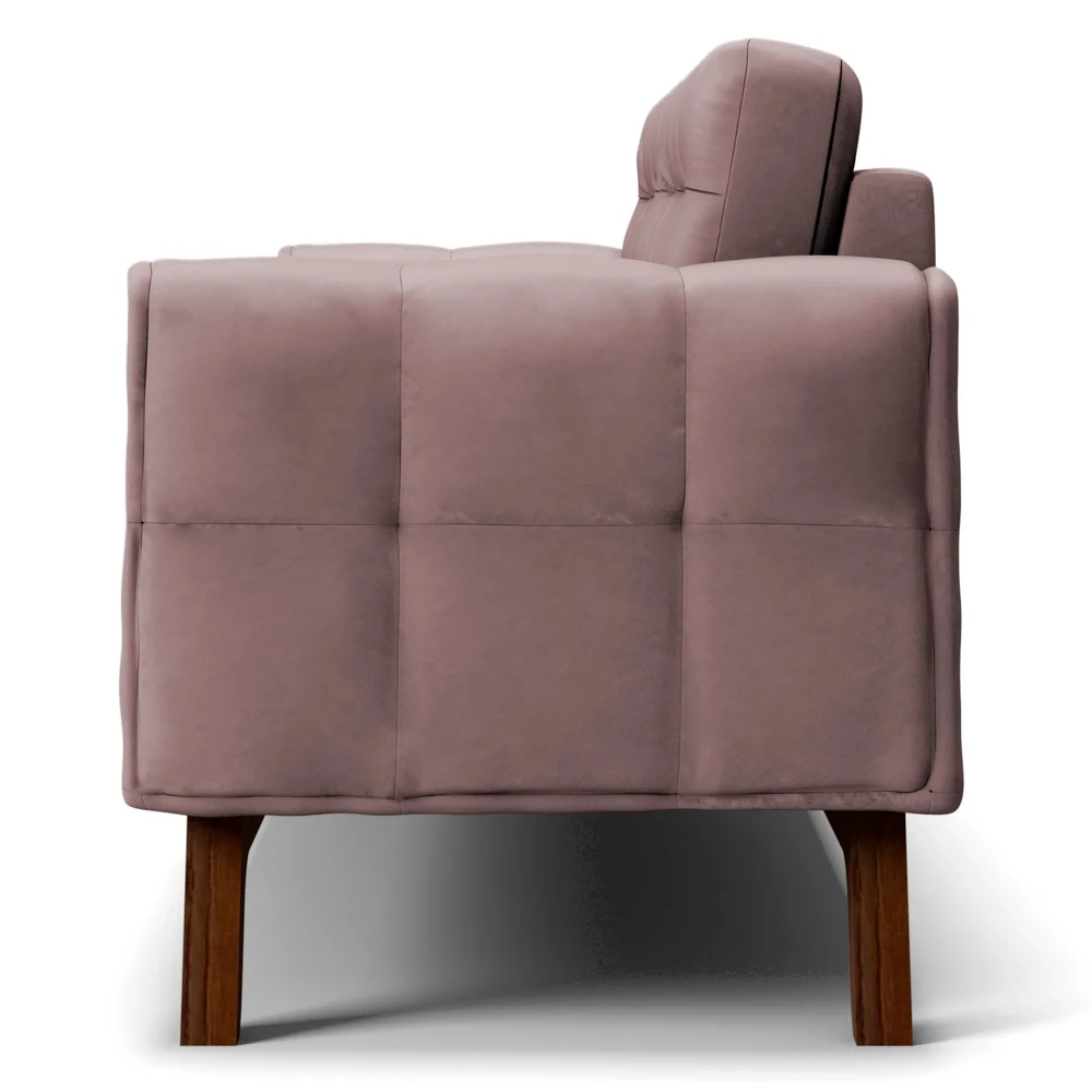 Sofá 150 cm 2 Lugares Sandero C-305 Veludo Rosê - Domi