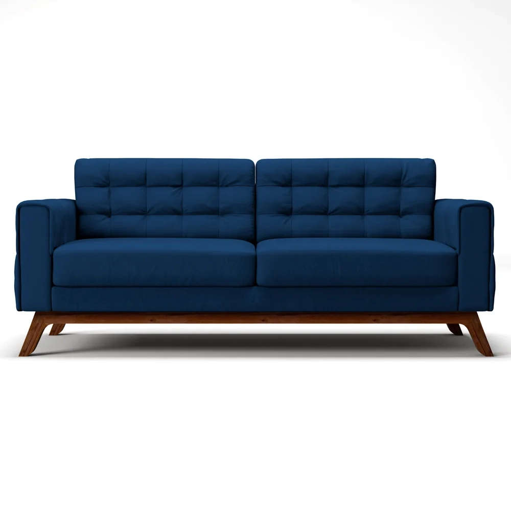 Sofá 150 cm 2 Lugares Sandero C-304 Veludo Azul Marinho - Domi