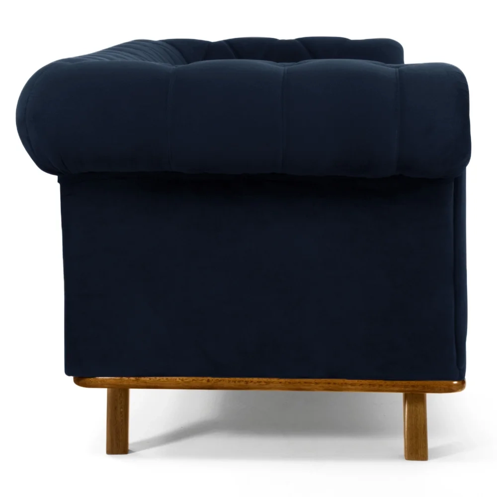 Sofá 210cm 3 Lugares Base Madeira Império C-287 Veludo Marinho - Domi