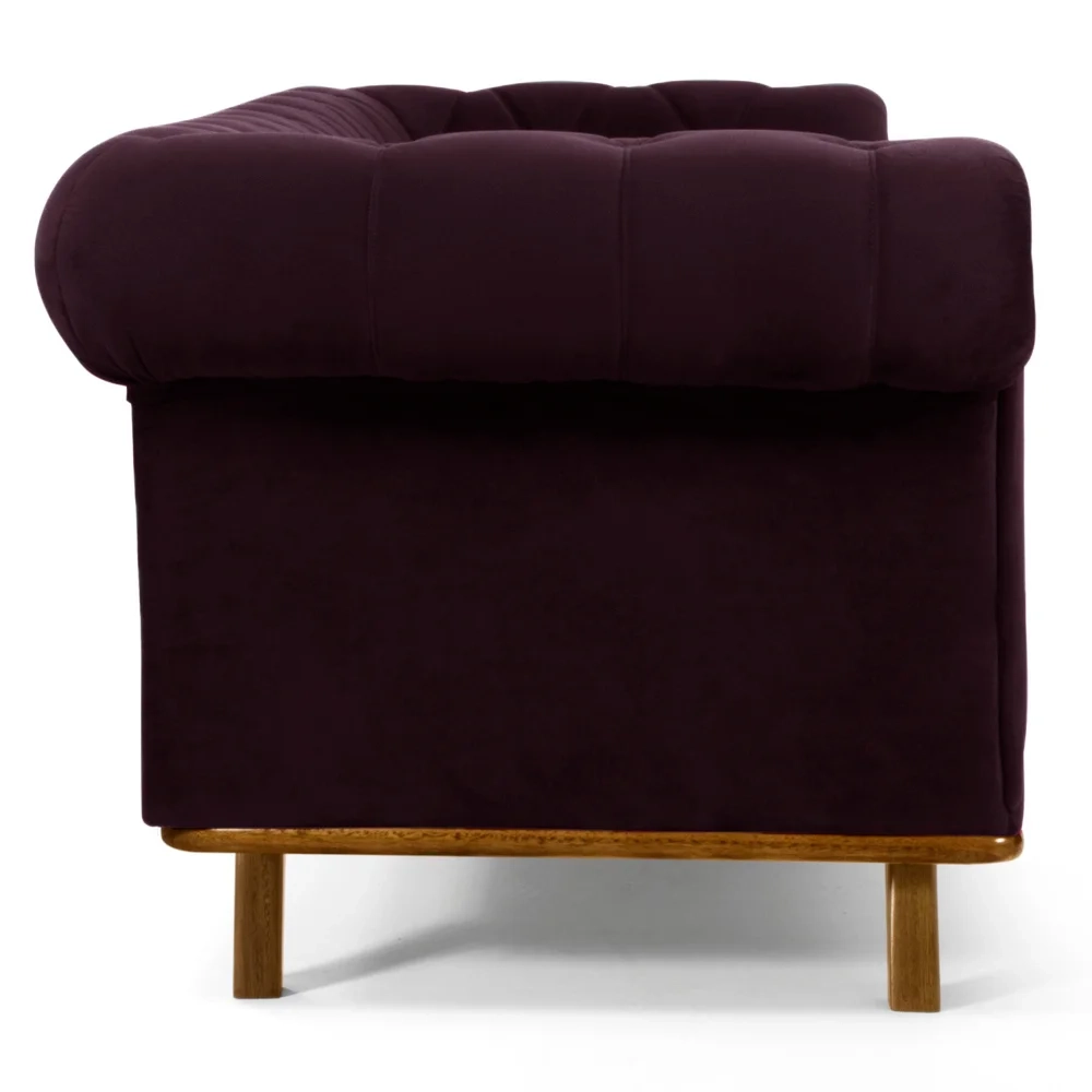 Sofá 260cm 4 Lugares Base Madeira Império C-292 Veludo Uva - Domi