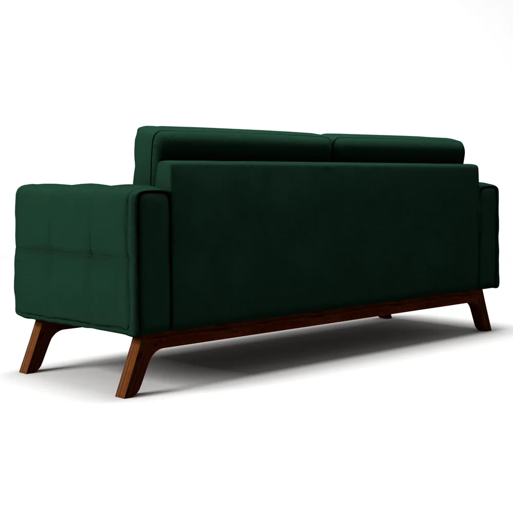 Sofá 180 cm 3 Lugares Sandero C-303 Veludo Verde - Domi