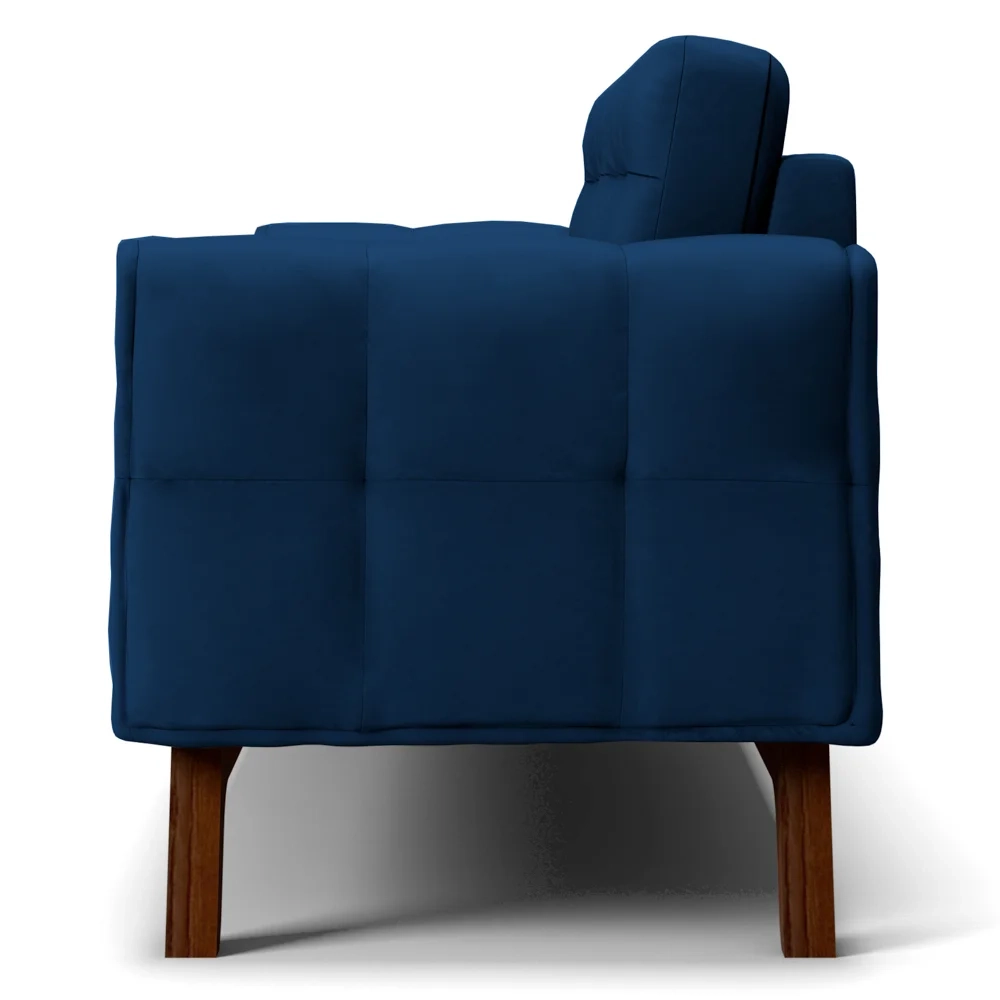 Sofá 180 cm 3 Lugares Sandero C-304 Veludo Azul Marinho - Domi