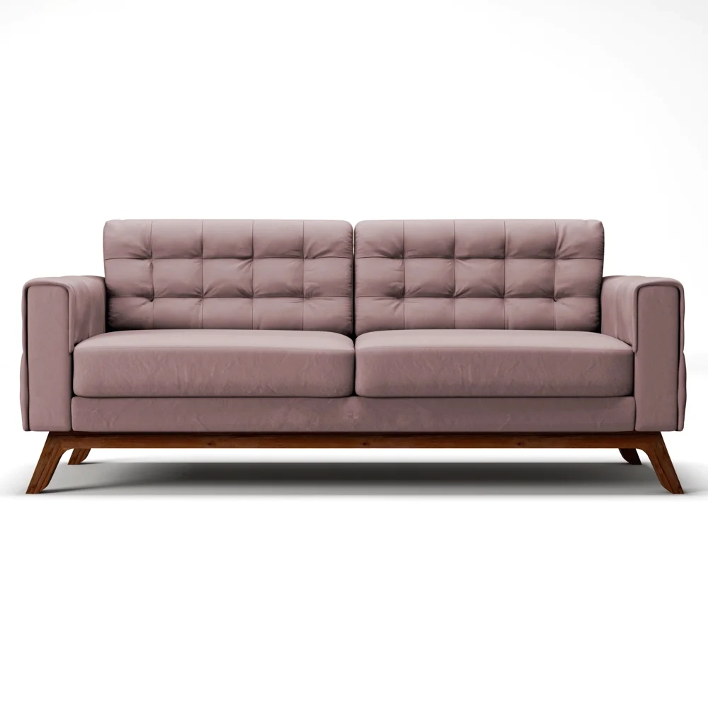 Sofá 180 cm 3 Lugares Sandero C-305 Veludo Rosê - Domi