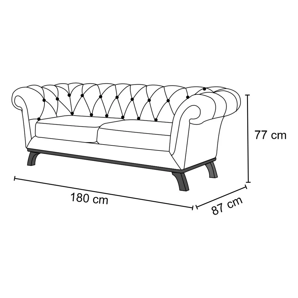 Sofá 180cm 3 Lugares Base Madeira Império C-262 Veludo Telha - Domi